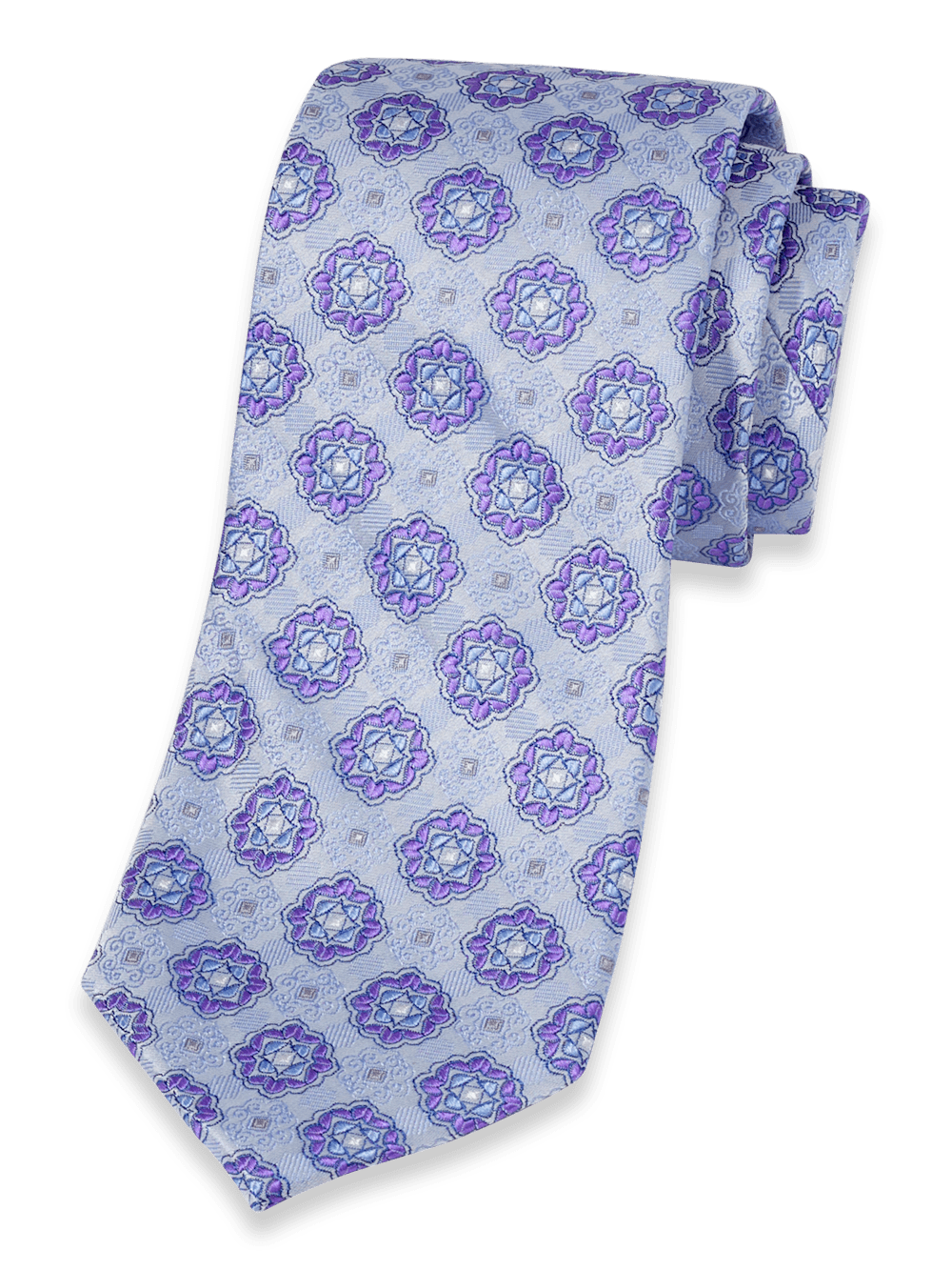 Product Image of Medallion Woven Silk Tie-Purple