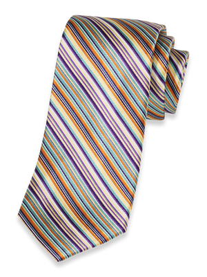 Stripe Woven Silk Tie - Purple Multi