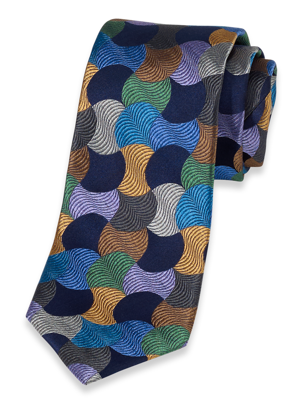 Product Image of Geometric Woven Silk Tie-Multi