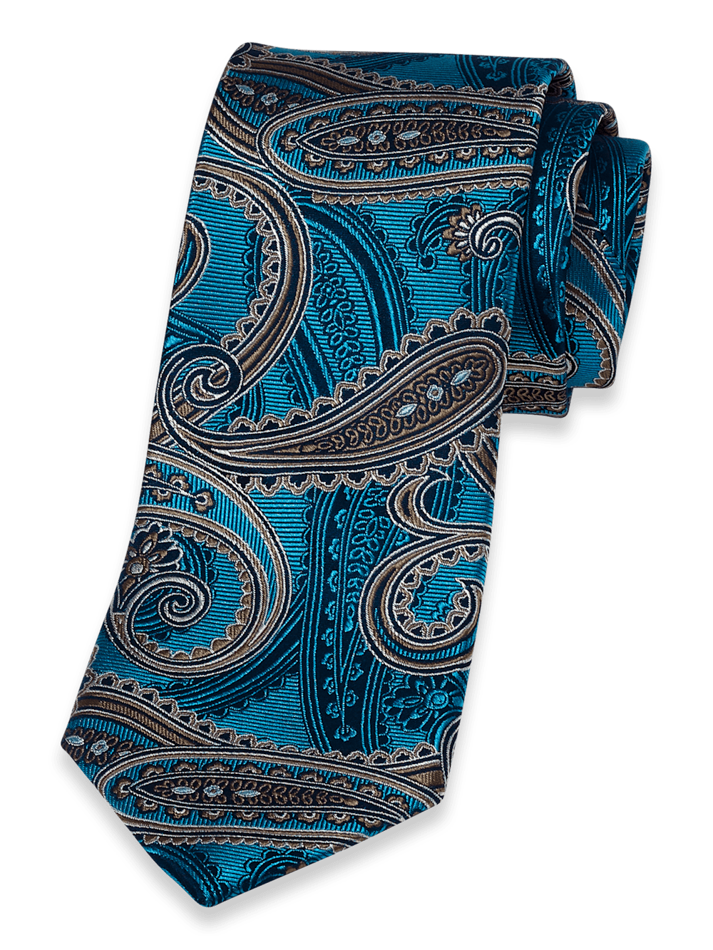 Product Image of Paisley Woven Silk Tie-Teal