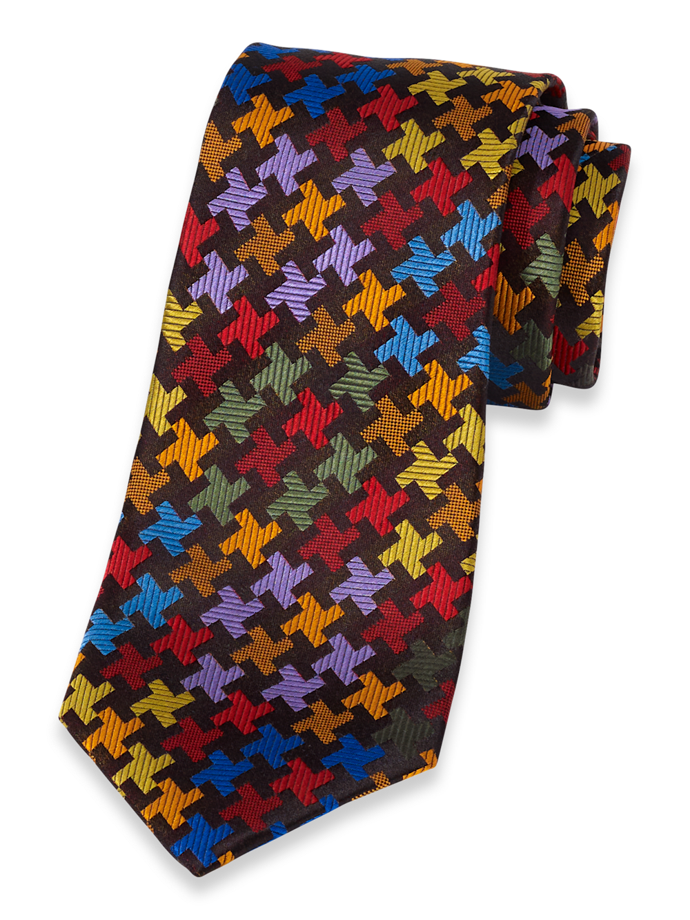 Product Image of Geometric Woven Silk Tie-Multi