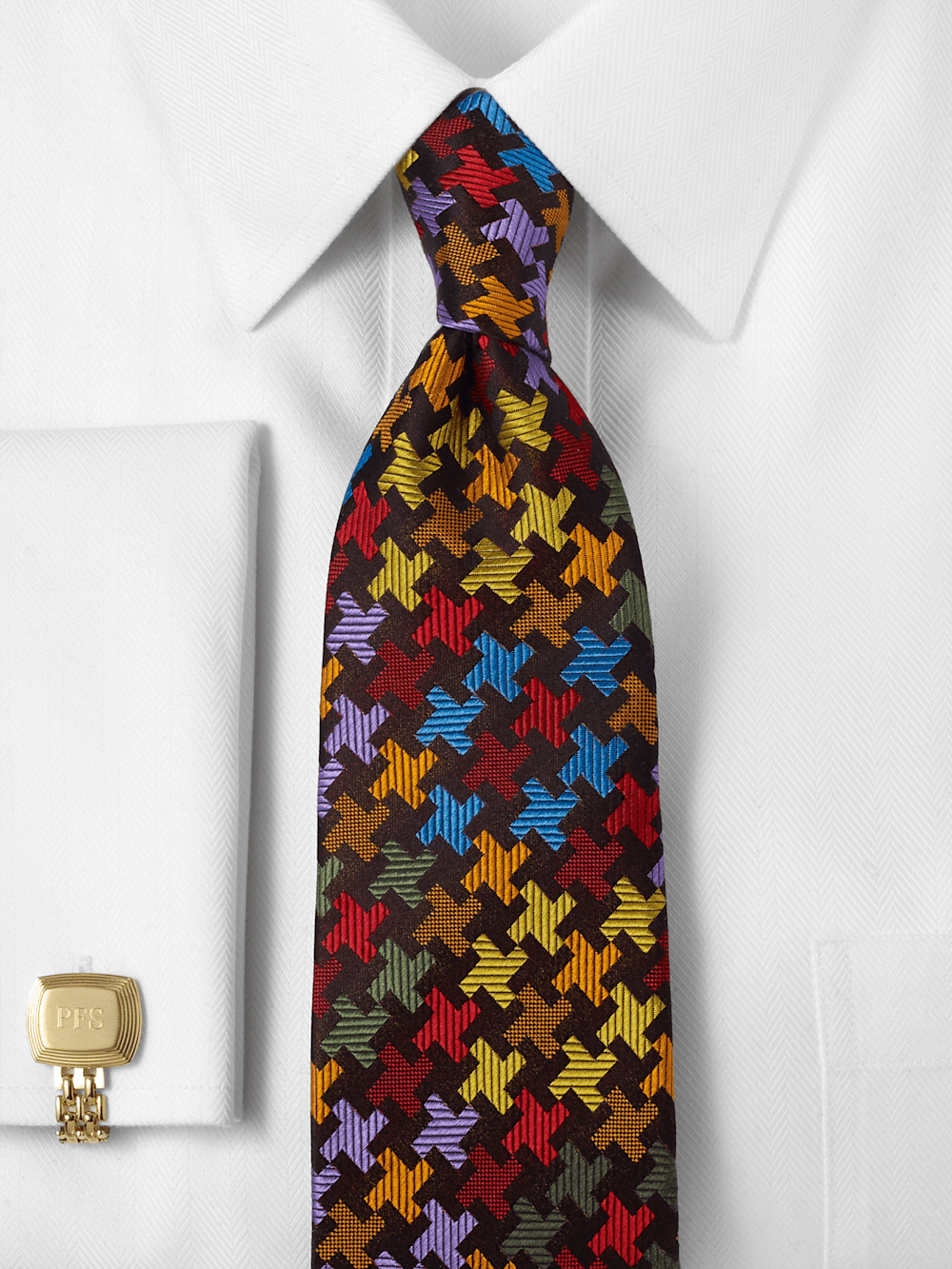 Alternate Image of Geometric Woven Silk Tie-1