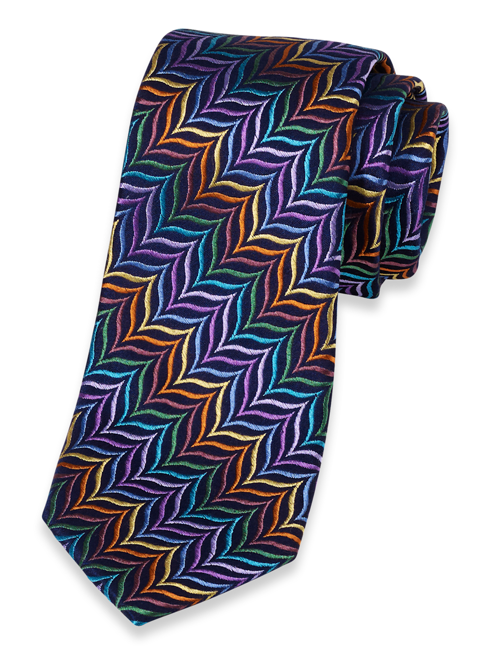 Product Image of Herringbone Woven Silk Tie-Purple Multi