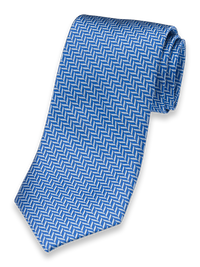 Herringbone Silk Tie - Blue