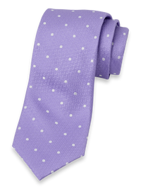 Dot Woven Silk Tie - Lavender/white