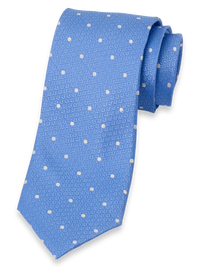 Dot Woven Silk Tie - Light Blue/white