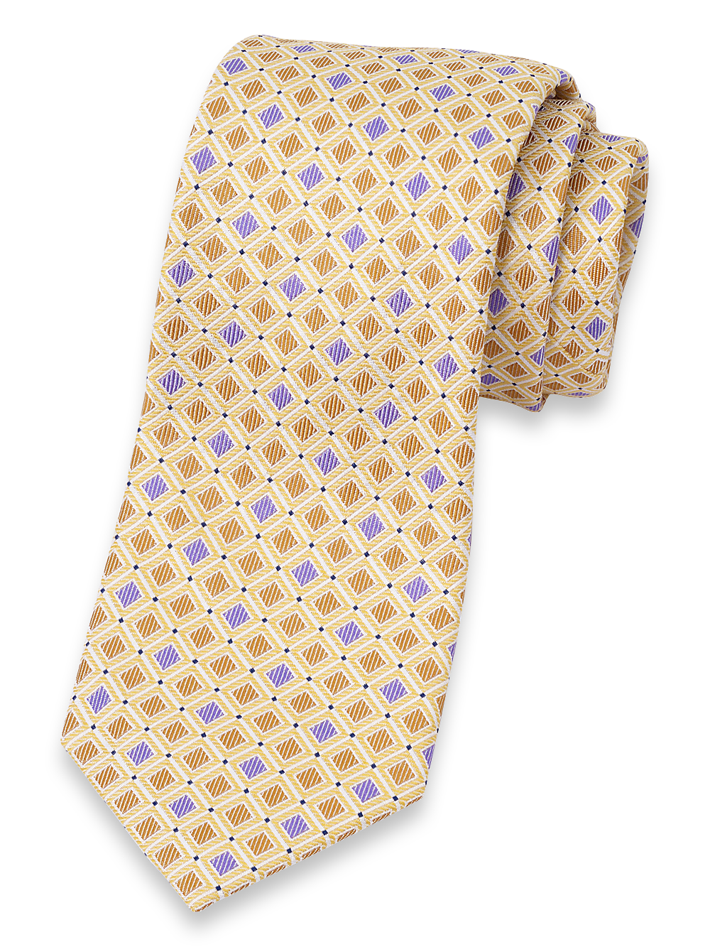 Product Image of Geometric Woven Silk Tie-Gold/Purple