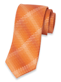 Geometric Woven Silk Tie - Orange