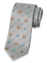 Deco Woven Silk Tie - Silver Multi