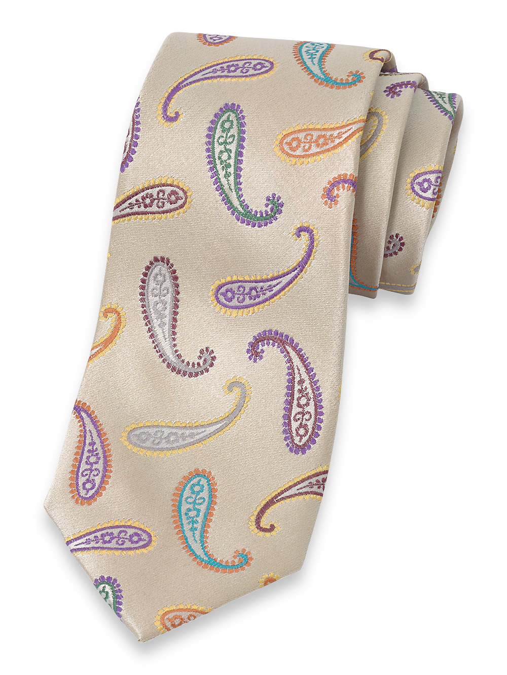 Product Image of Paisley Woven Silk Tie-Ivory Multi