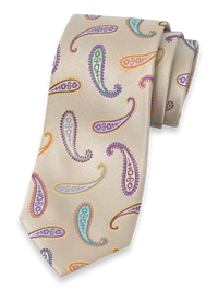 Paisley Woven Silk Tie - Ivory Multi