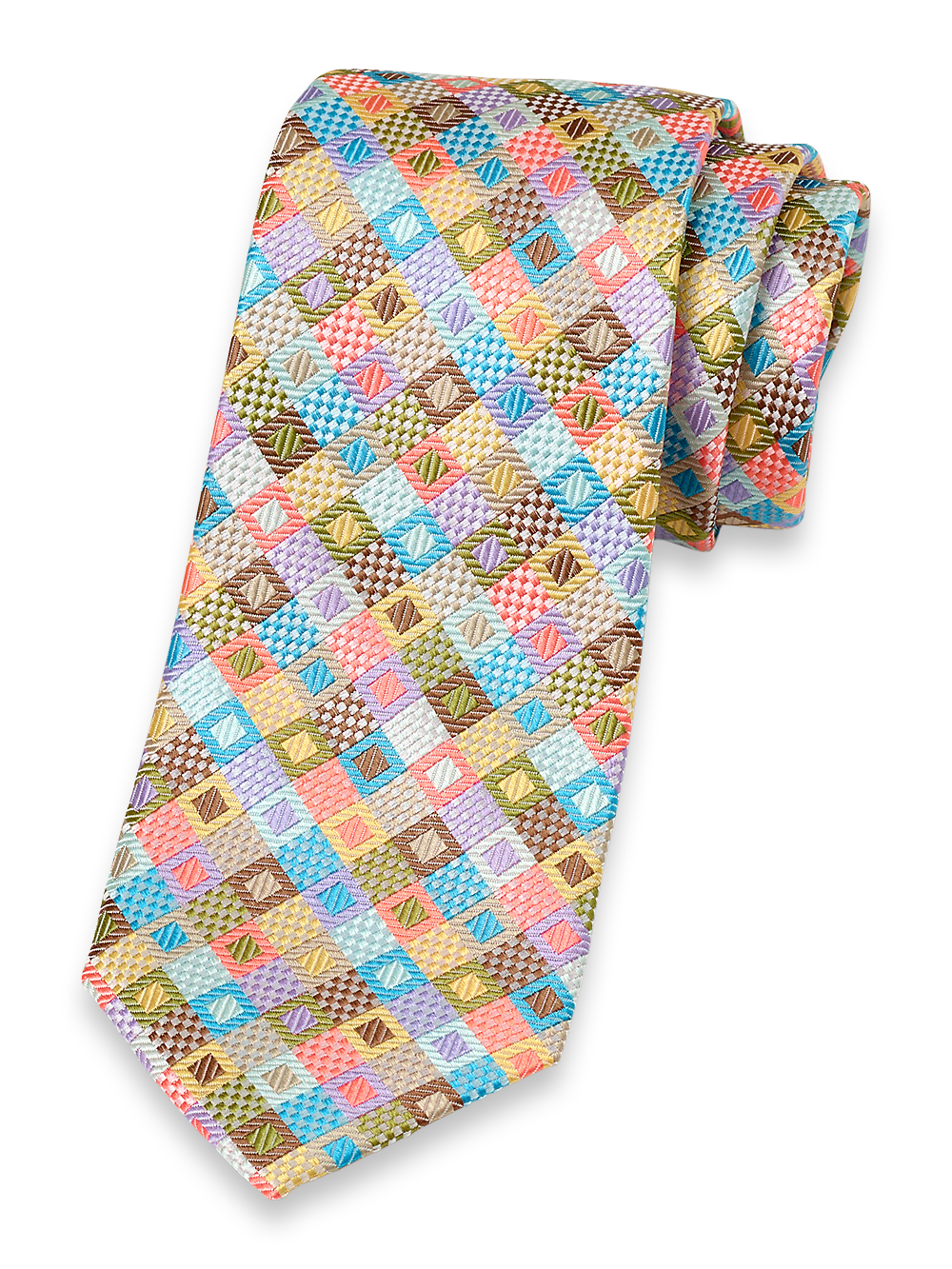 Product Image of Geometric Woven Silk Tie-Multi