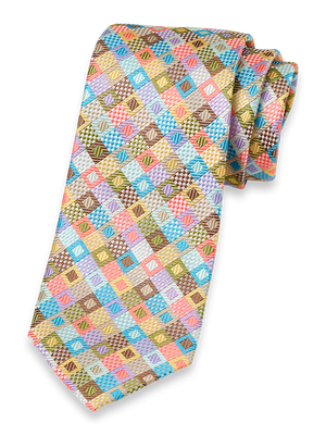 Geometric Woven Silk Tie - Multi