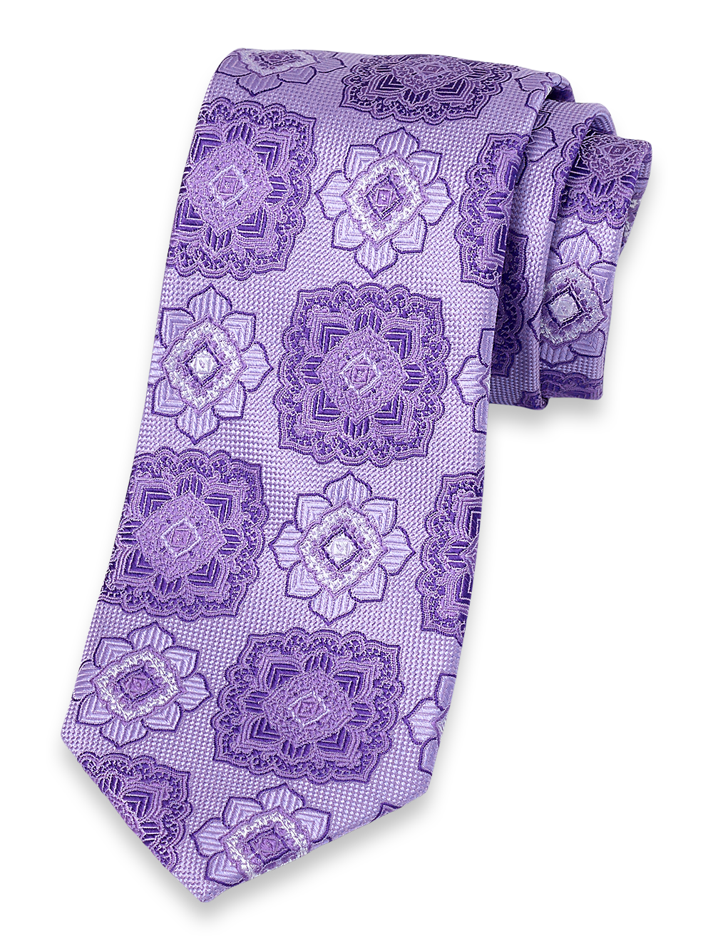 Product Image of Medallion Woven Silk Tie-Purple