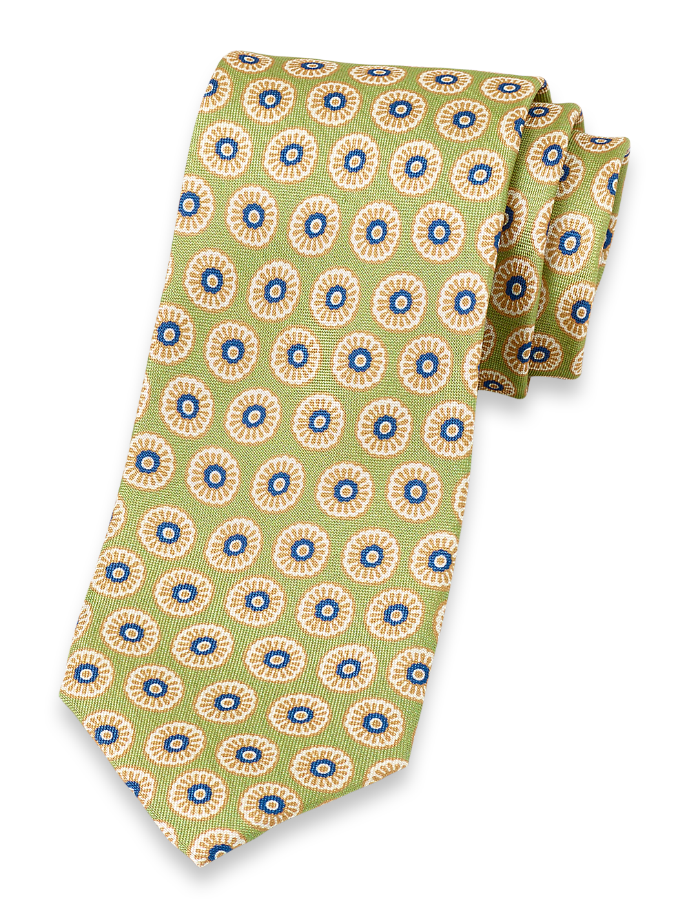 Product Image of Medallion Woven Silk Tie-Green Multi