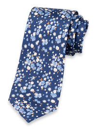 Floral Woven Silk Tie - Blue