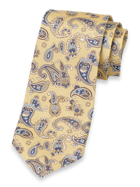 Paisley Woven Silk Tie - Yellow/blue