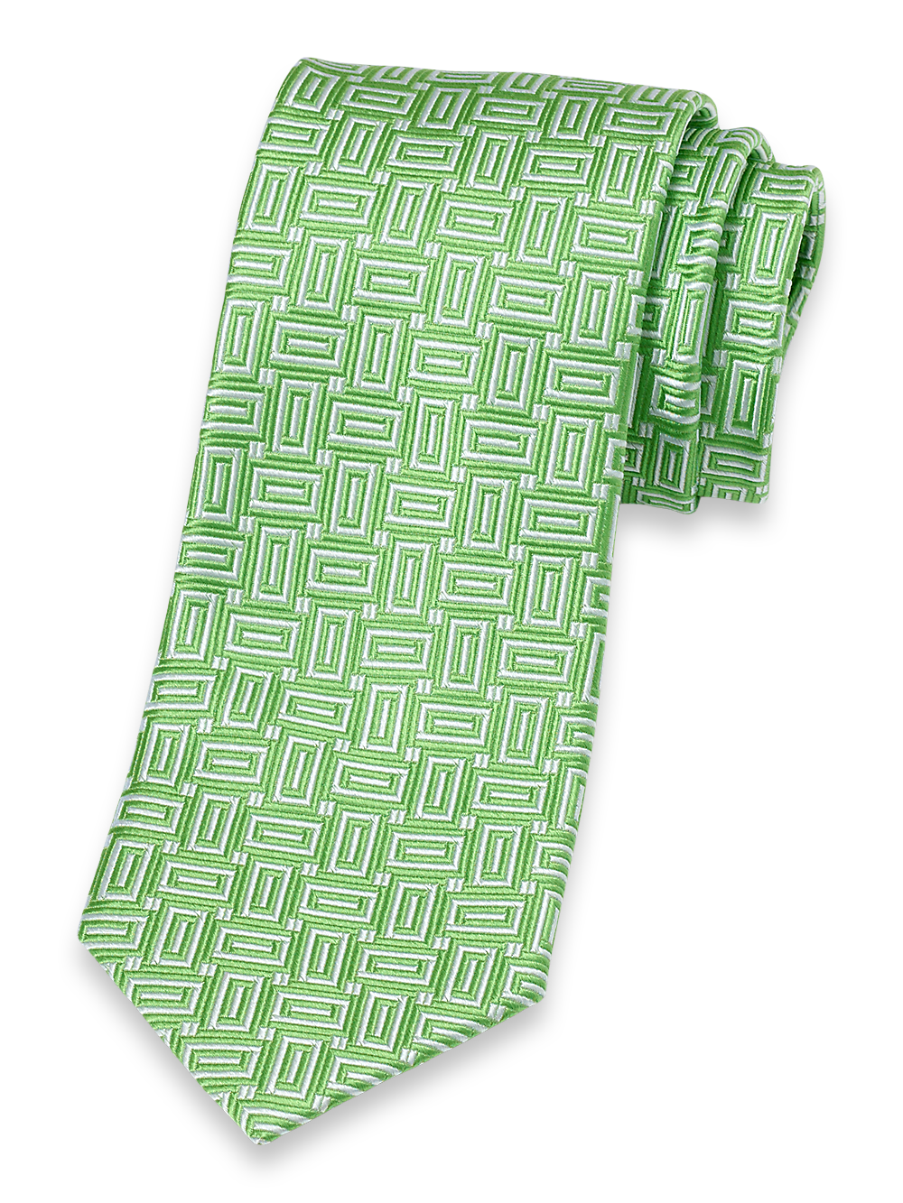 Product Image of Geometric Woven Silk Tie-Green