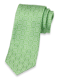 Geometric Woven Silk Tie - Green