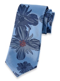 Floral Woven Silk Tie - Blue