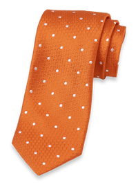 Dot Woven Silk Tie - Orange