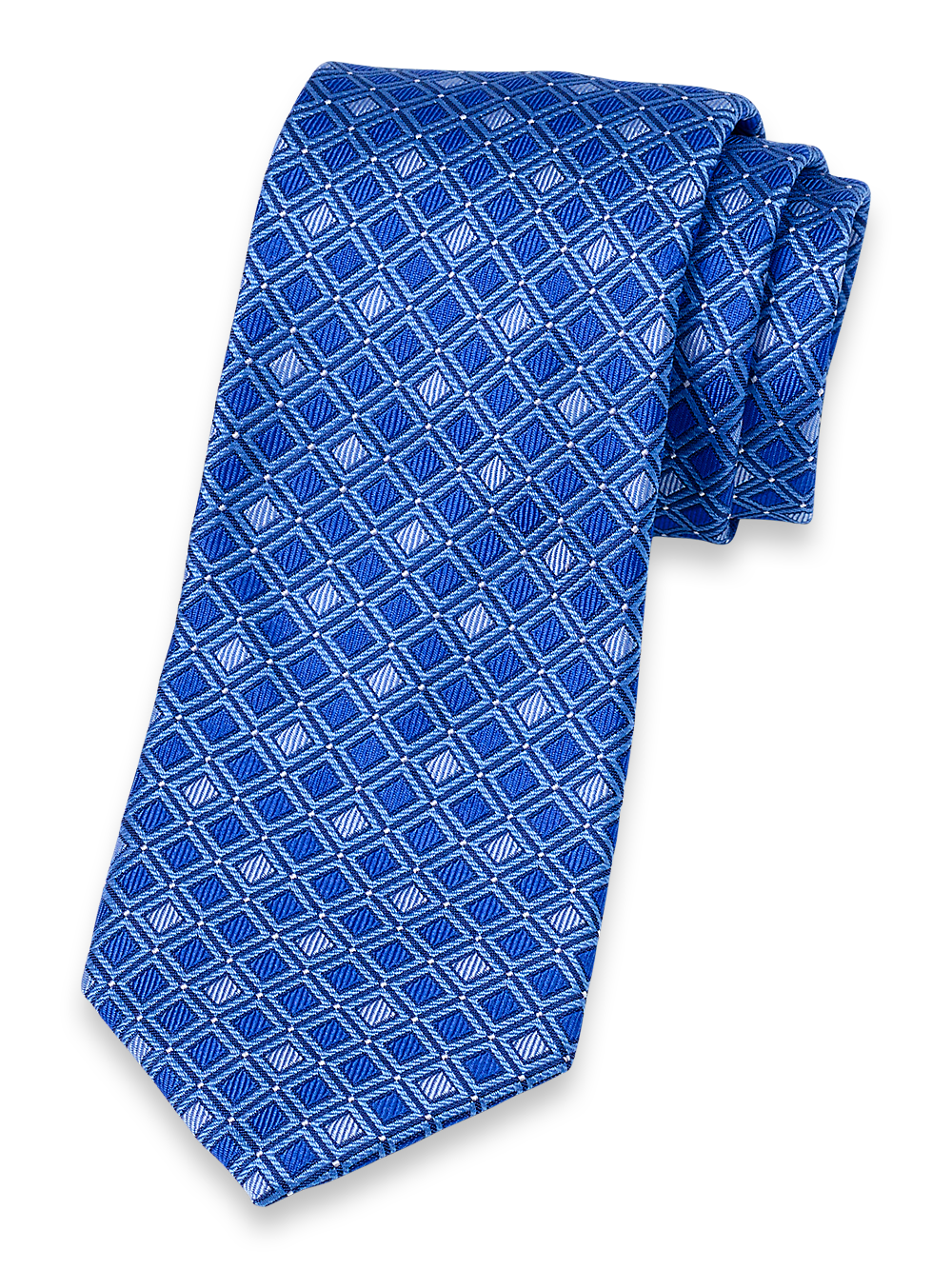 Product Image of Geometric Woven Silk Tie-Blue