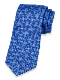 Geometric Woven Silk Tie - Blue