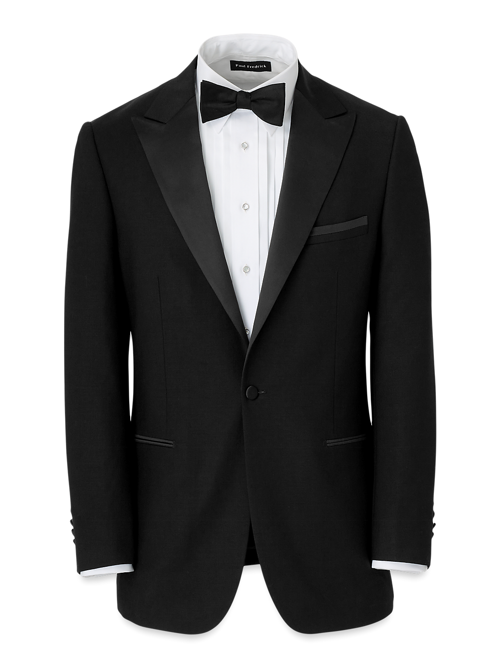 Product Image of Wool Stretch Single Breasted Peak Lapel Tuxedo Jacket-Black