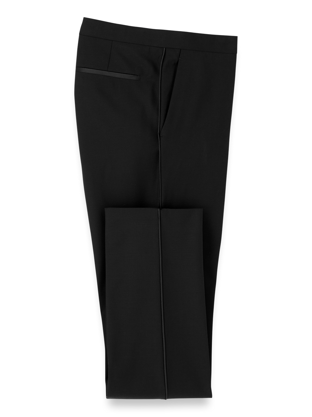 Product Image of Wool Stretch Tuxedo Pants-Black#model_flat front