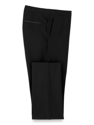 Wool Stretch Tuxedo Pants - Black