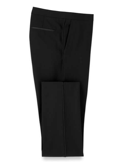 Wool Stretch Tuxedo Pants - Black