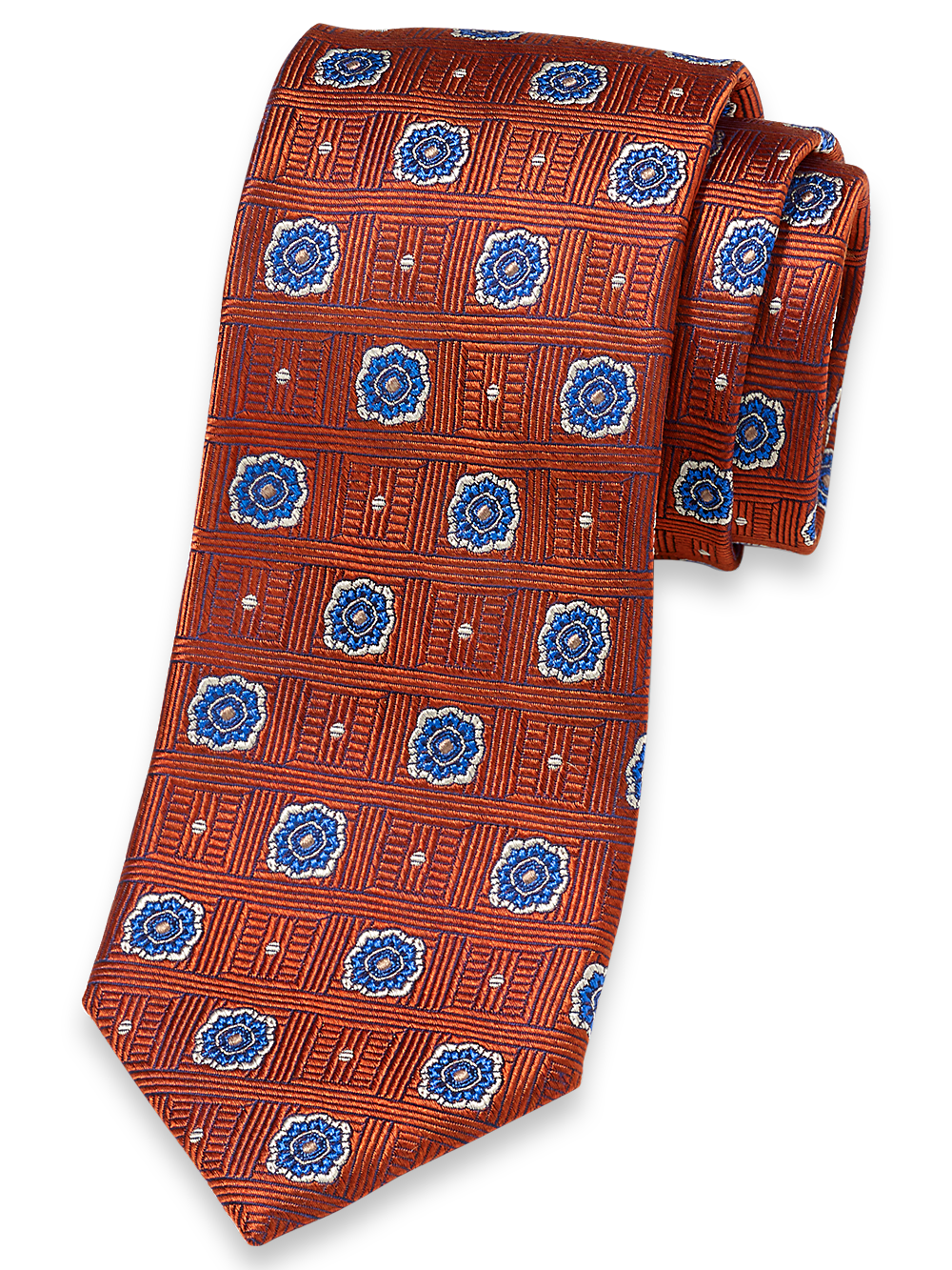 Product Image of Medallion Woven Silk Tie-Rust