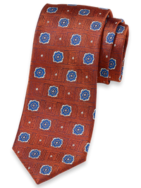 Medallion Woven Silk Tie - Rust