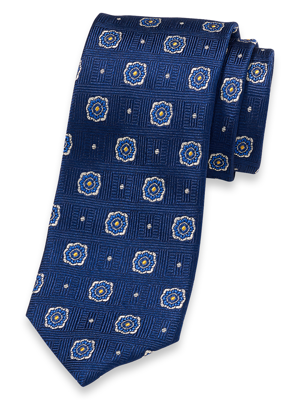 Product Image of Medallion Woven Silk Tie-Blue