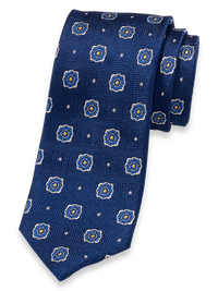 Medallion Woven Silk Tie - Blue