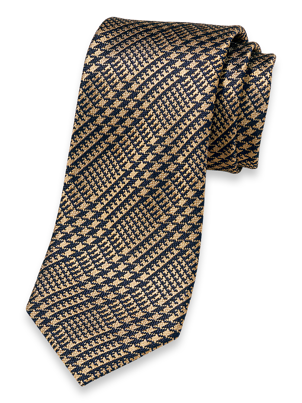 Product Image of Plaid Woven Silk Tie-Gold