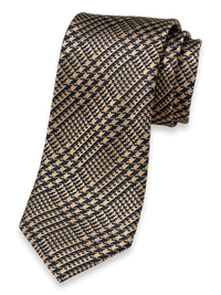 Plaid Woven Silk Tie - Gold