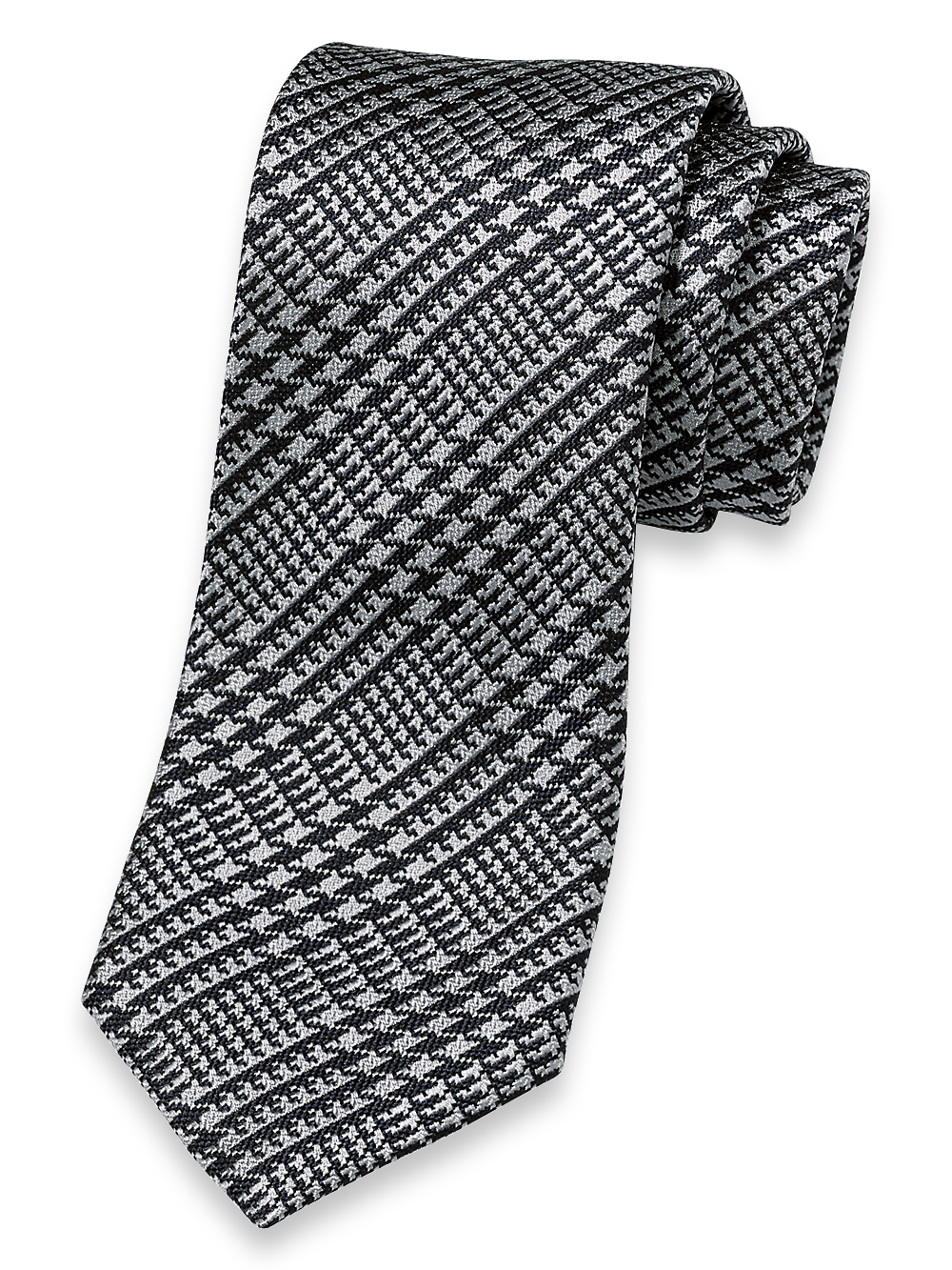 Product Image of Plaid Woven Silk Tie-Grey