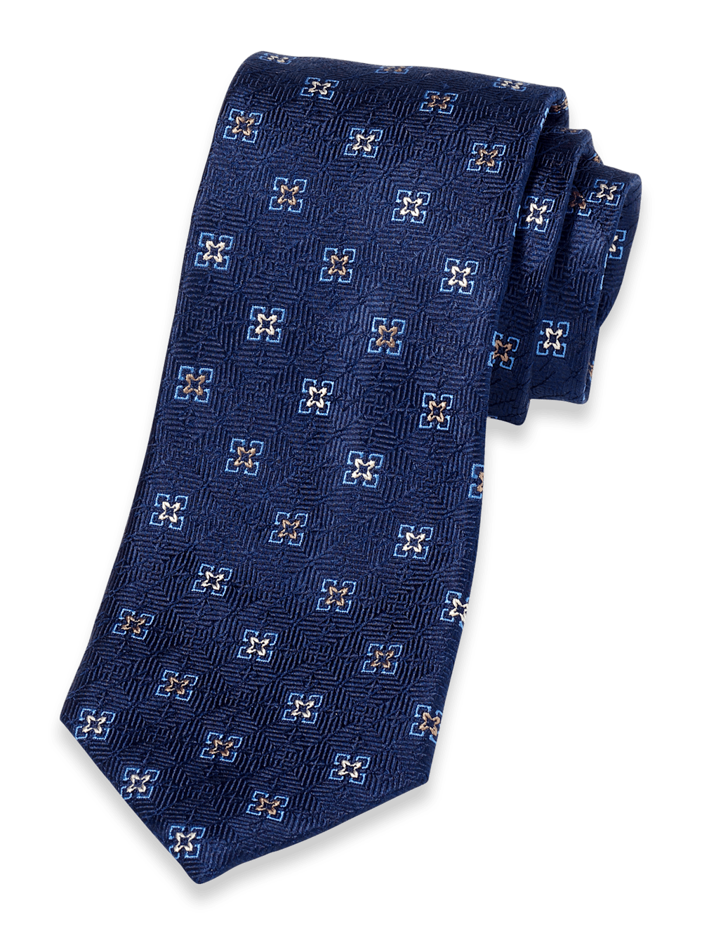 Product Image of Medallion Woven Silk Tie-Navy