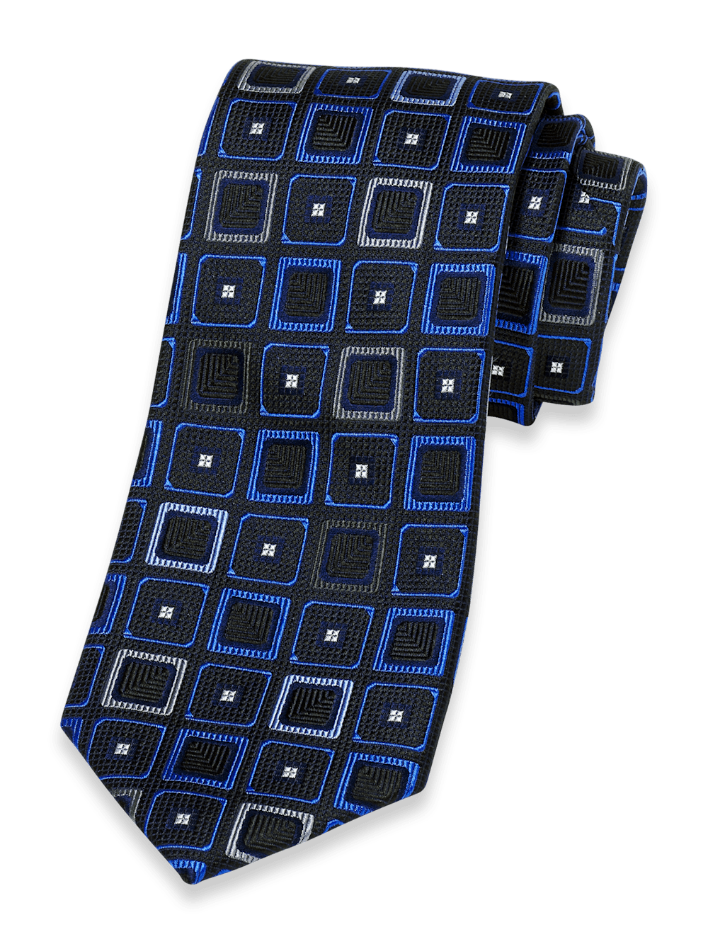 Product Image of Geometric Woven Silk Tie-Black Multi