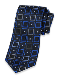 Geometric Woven Silk Tie - Black Multi