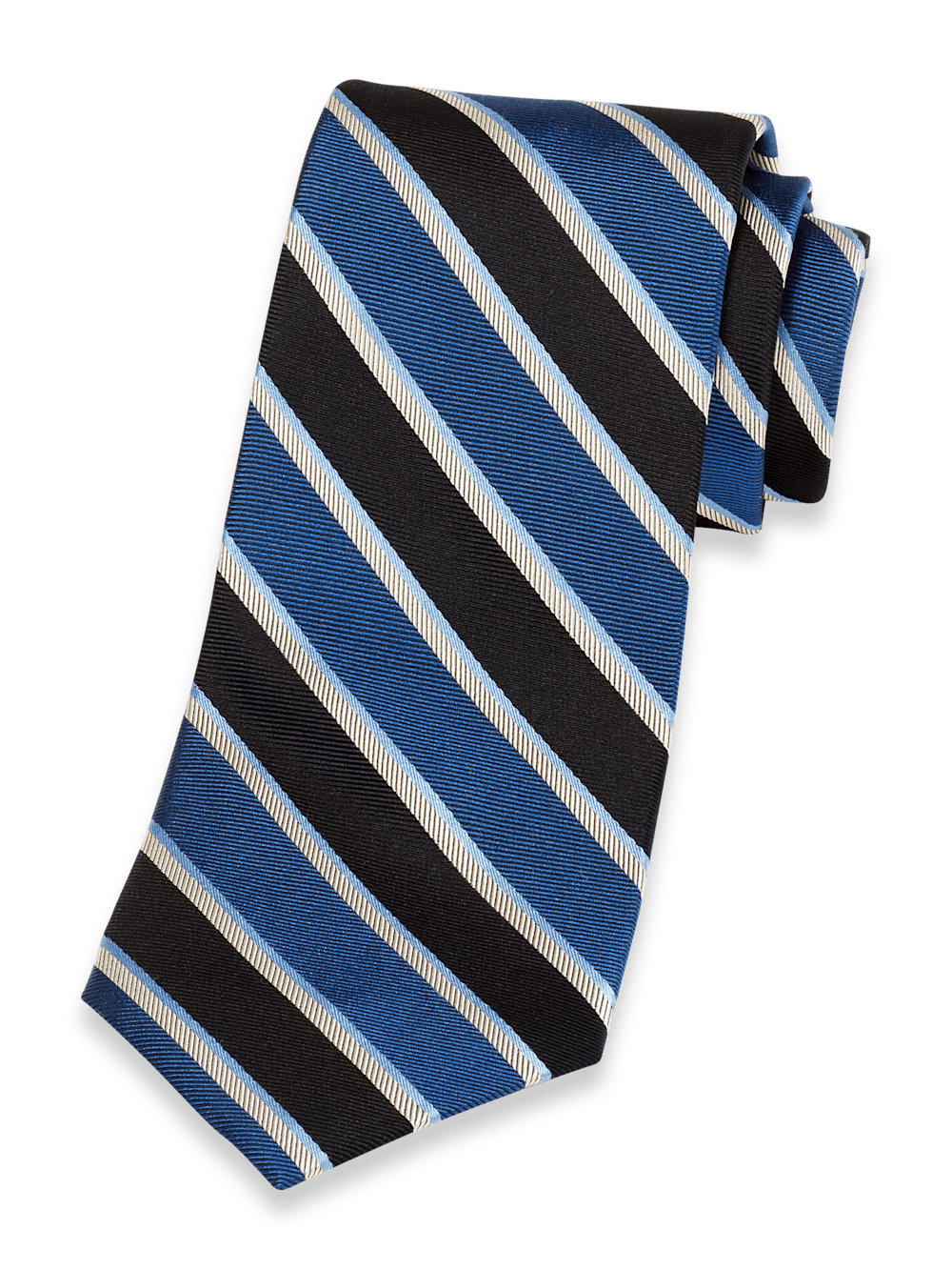 Product Image of Stripe Woven Silk Tie-Black/Blue