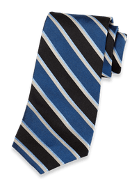 Stripe Woven Silk Tie - Black/blue