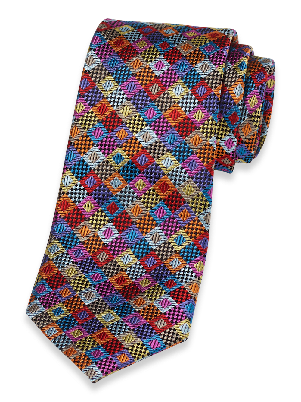 Product Image of Geometric Woven Silk Tie-Multi