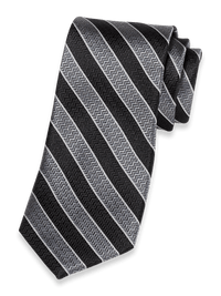 Stripe Woven Silk Tie - Black/silver