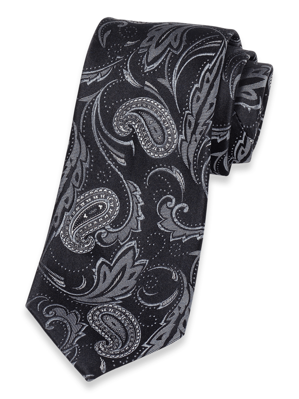 Product Image of Paisley Woven Silk Tie-Black