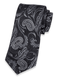 Paisley Woven Silk Tie - Black