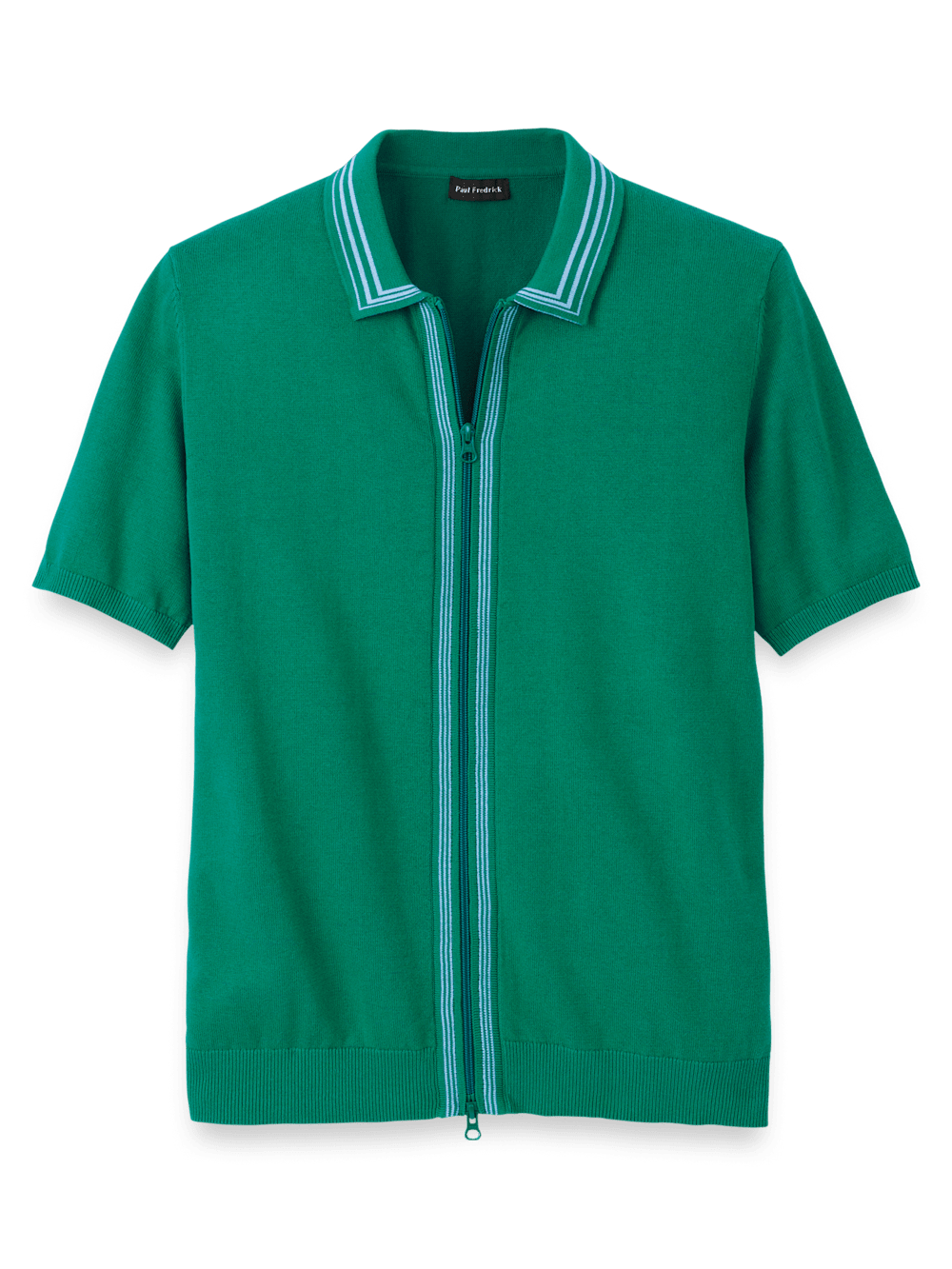 Product Image of Cotton Full Zip Polo-Green