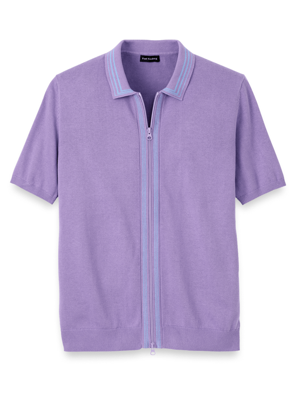 Product Image of Cotton Full Zip Polo-Purple