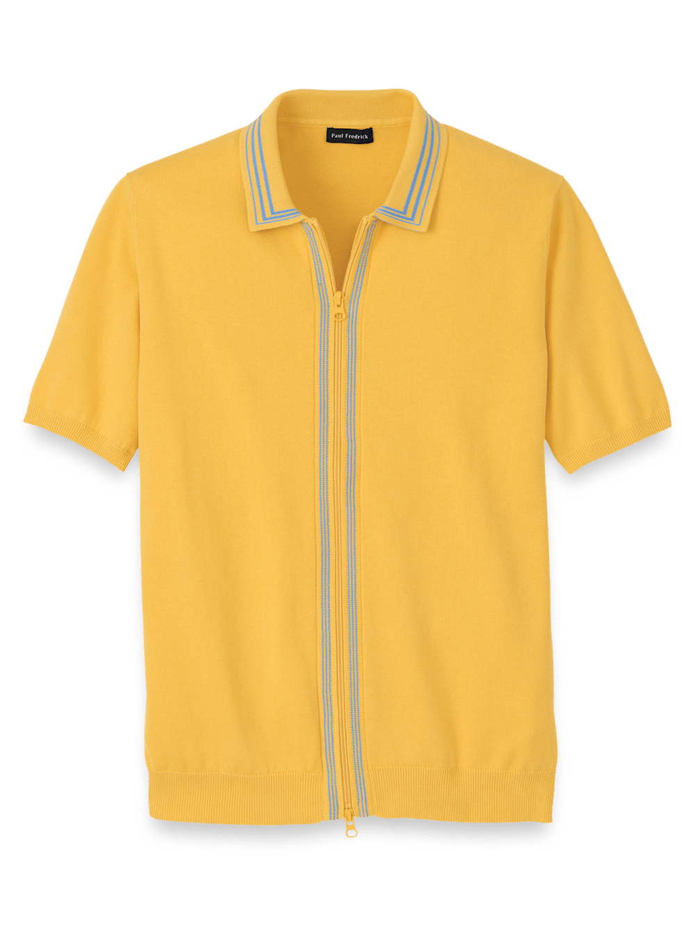 Product Image of Cotton Full Zip Polo-Yellow